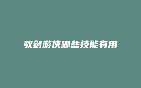 驭剑游侠哪些技能有用