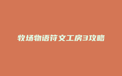 牧场物语符文工房3攻略