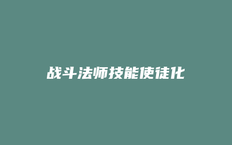 战斗法师技能使徒化