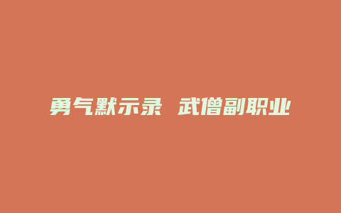 勇气默示录 武僧副职业技能