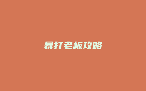 暴打老板攻略