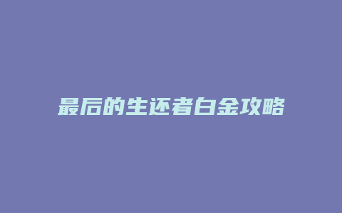 最后的生还者白金攻略