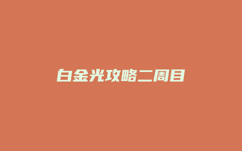白金光攻略二周目