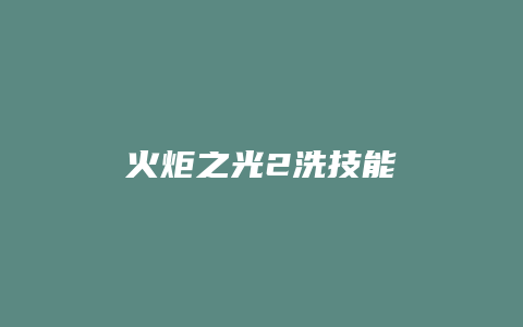 火炬之光2洗技能