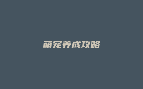 萌宠养成攻略