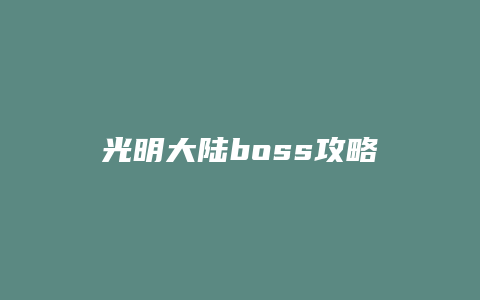 光明大陆boss攻略