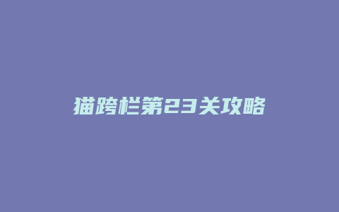 猫跨栏第23关攻略