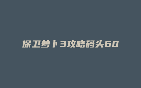 保卫萝卜3攻略码头60