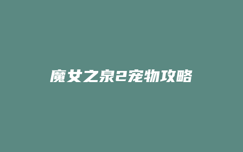 魔女之泉2宠物攻略
