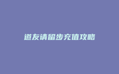 道友请留步充值攻略
