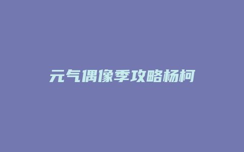 元气偶像季攻略杨柯