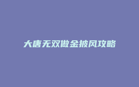 大唐无双做金披风攻略