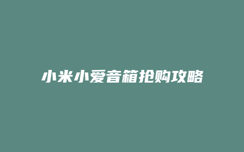 小米小爱音箱抢购攻略