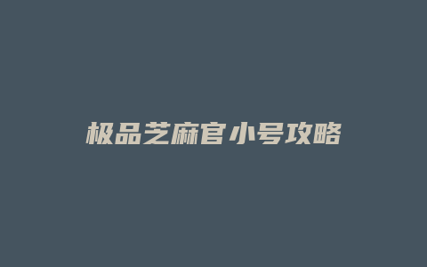 极品芝麻官小号攻略