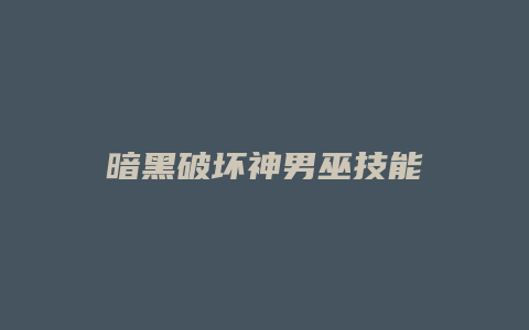 暗黑破坏神男巫技能