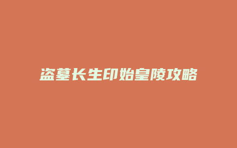 盗墓长生印始皇陵攻略