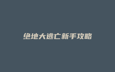 绝地大逃亡新手攻略