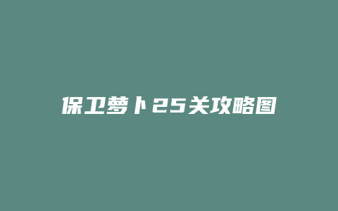 保卫萝卜25关攻略图