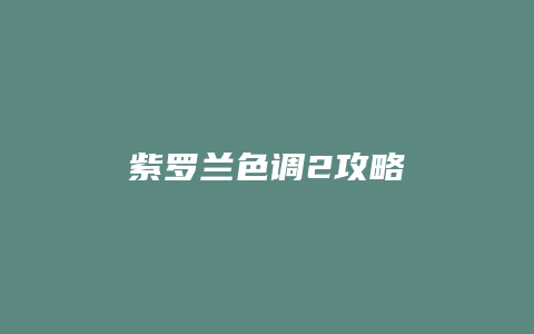 紫罗兰色调2攻略