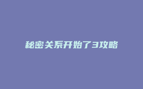 秘密关系开始了3攻略