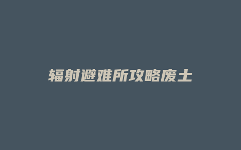 辐射避难所攻略废土