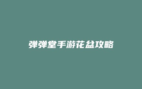弹弹堂手游花盆攻略