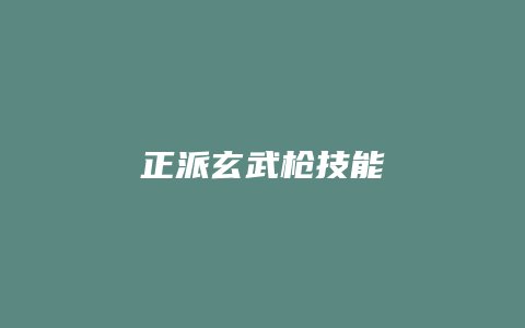 正派玄武枪技能