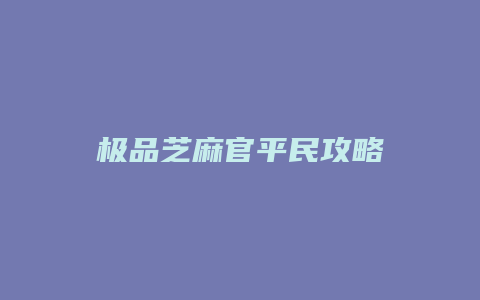 极品芝麻官平民攻略