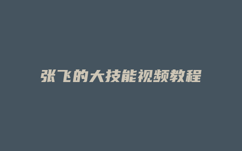 张飞的大技能视频教程