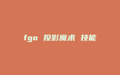 fgo 投影魔术 技能本