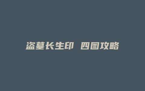 盗墓长生印 四图攻略