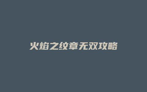 火焰之纹章无双攻略
