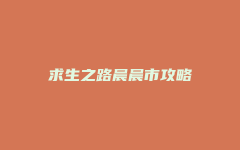 求生之路晨晨市攻略