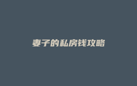 妻子的私房钱攻略