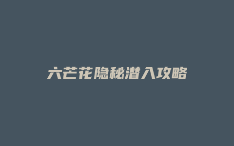 六芒花隐秘潜入攻略