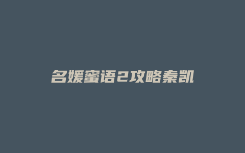 名媛蜜语2攻略秦凯