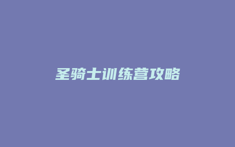 圣骑士训练营攻略