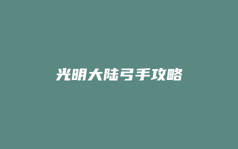 光明大陆弓手攻略