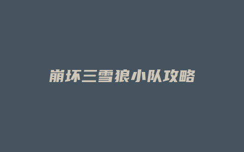 崩坏三雪狼小队攻略