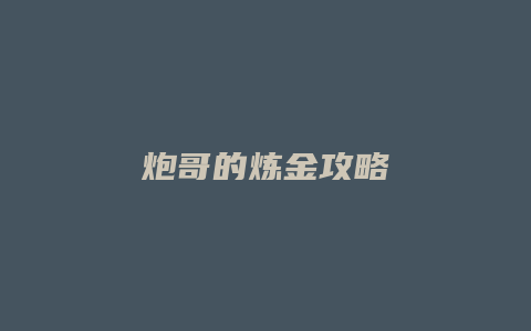 炮哥的炼金攻略
