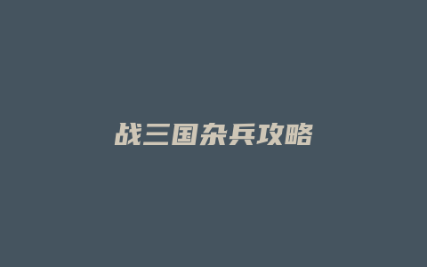 战三国杂兵攻略