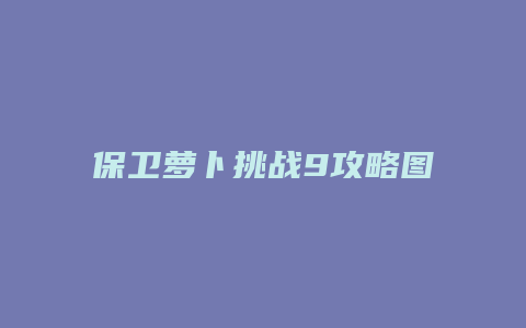 保卫萝卜挑战9攻略图
