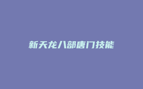 新天龙八部唐门技能