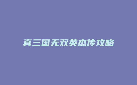真三国无双英杰传攻略