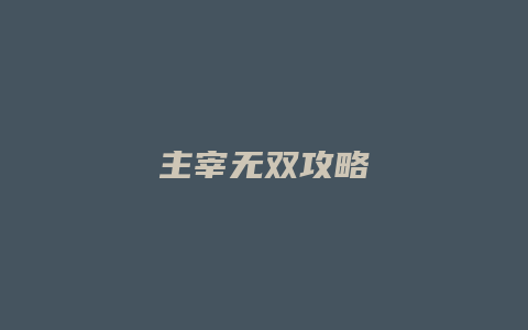 主宰无双攻略