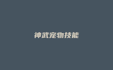 神武宠物技能
