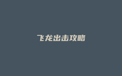 飞龙出击攻略