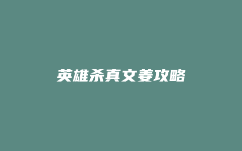 英雄杀真文姜攻略