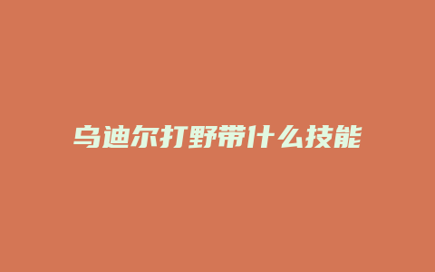 乌迪尔打野带什么技能