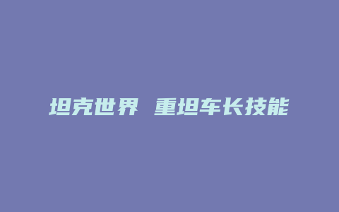 坦克世界 重坦车长技能